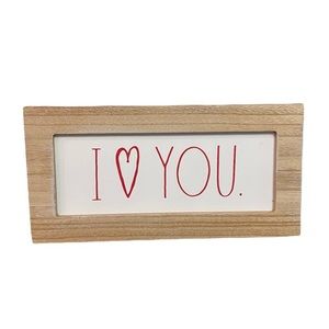 Rae Dunn Framed Wood Decor “I ❤️ YOU